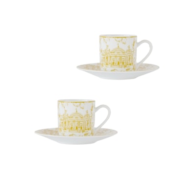 Bernardaud, Tout Paris, Set of 2 coffee cups and saucers