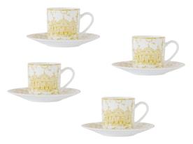 Bernardaud, Tout Paris, Set of 4 coffee cups and saucers