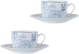 Bernardaud, Tout Paris, Set of 2 tea cups and saucers