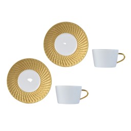 Bernardaud, Twist Gold, Set of 2 tea cups and saucers