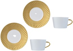 Bernardaud, Twist Gold, Set of 2 tea cups and saucers