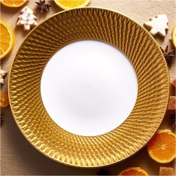 Bernardaud, Twist Gold, Set of 2 tea cups and saucers