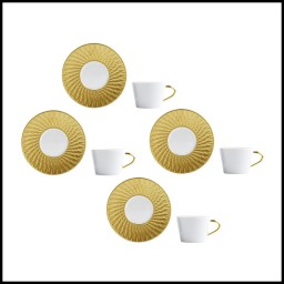 Bernardaud, Twist Gold, Set of 4 coffee cups and saucers