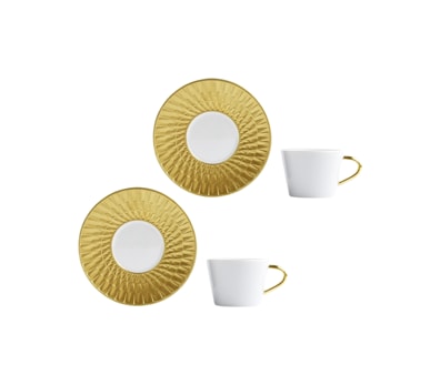 Bernardaud, Twist Gold, Set of 2 coffee cups and saucers