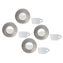 Bernardaud, Twist Platinum, Set of 4 tea cups and saucers