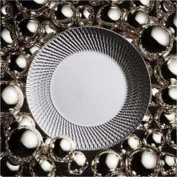 Bernardaud, Twist Platinum, Set of 2 tea cups and saucers