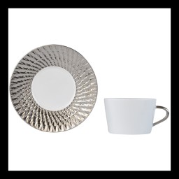 Bernardaud, Twist Platinum, Tea cup and saucer