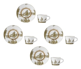Bernardaud, Versailles Enchanté, Set of 4 coffee cups and saucers