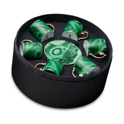 L'Objet, Malachite, Gift box of 6 espresso cups and saucers