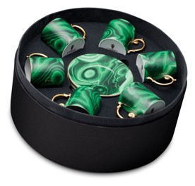 L'Objet, Malachite, Gift box of 6 espresso cups and saucers