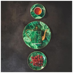 L'Objet, Malachite, Gift box of 2 tea cups and saucers