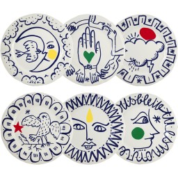 Gien, L'Archipel Sentimental, Dinner plates assorted, set of 6