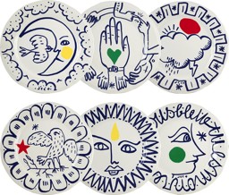 Gien, L'Archipel Sentimental, Dinner plates assorted, set of 6