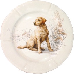 Gien, Sologne, Dessert plates assorted Dogs, set of 6