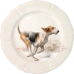 Gien, Sologne, Dessert plates assorted Dogs, set of 6