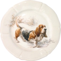 Gien, Sologne, Dessert plates assorted Dogs, set of 6