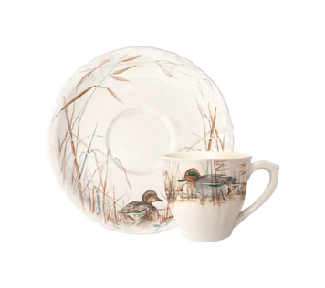 Gien, Sologne, Us tea cup & saucer, set of 2