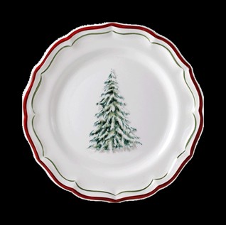 Gien, Filet Noël, Canape plates, set of 4