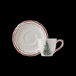 Gien, Filet Noël, Us tea cup & saucer, set of 2