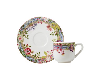 Gien, Millefleurs, Coffee cup and saucer, set of 2