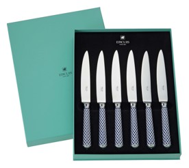 Ercuis, Arts decoratifs coupole navy blue, Coupole - 6 dinner knifes set in a giftbox