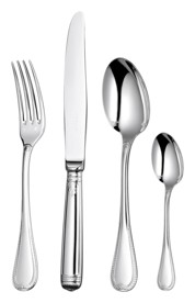 Christofle, Malmaison cutlery, silver plated, 24-Piece Flatware Set with Chest