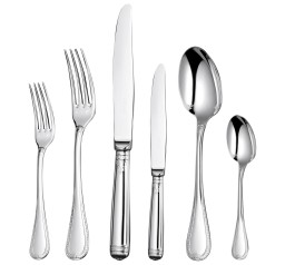 Christofle, Malmaison cutlery, silver plated, Set for 12 people (110 pieces) with Imperial Chest