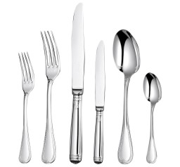 Christofle, Malmaison cutlery, silver plated, Set for 6 people (36 pieces) with Chest