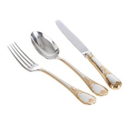 Christofle, Marly, silver plated - gold accent, Fish serving fork