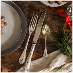 Christofle, Marly, silver plated - gold accent, Salad serving fork