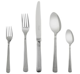 Christofle, Osiris cutlery, stainless steel, Flatware set for 12 people (75 pieces) with Ambassadeur chest