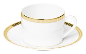 Christofle, Malmaison gold, Tea cup and saucers