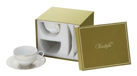 Christofle, Malmaison Impériale Gold, Set of 2 tea cup and saucers