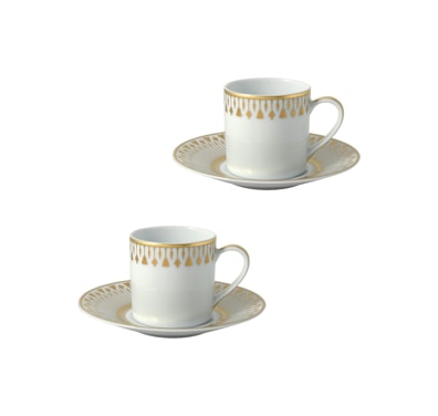 Bernardaud, Soleil levant, Set of 2 coffee cups and saucers