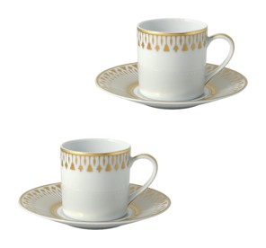 Bernardaud, Soleil levant, Set of 2 coffee cups and saucers