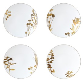 Bernardaud, Vegetal Gold, Set of 4 dinner plates