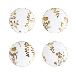 Bernardaud, Vegetal Gold, Set of 4 dessert plates