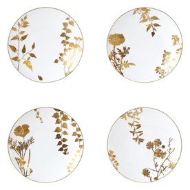 Bernardaud, Vegetal Gold, Set of 4 dessert plates