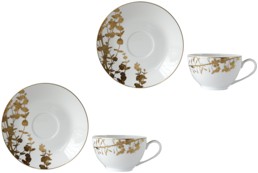 Bernardaud, Vegetal Gold, Set of 2 tea cups and saucers