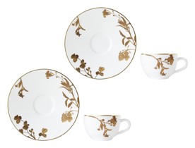 Bernardaud, Vegetal Gold, Set of 2 coffee cups & saucers