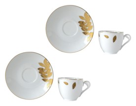 Bernardaud, Vegetal Gold, Set of 2 espresso cups and saucers