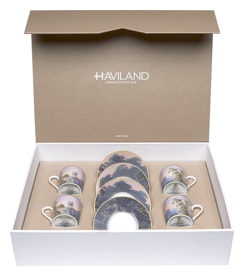 Haviland, Le Brésil, Set of 4 coffee cups saucers