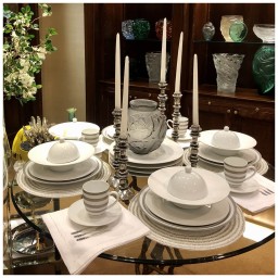 J.L Coquet, Hémisphère Storm Blue, Rim soup plate, medium