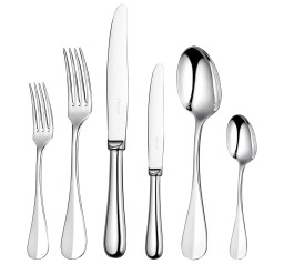 Christofle, Fidelio cutlery, silver plated, Flatware set for 12 people (110 pieces) with Imperial chest