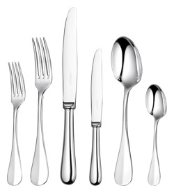 Christofle, Fidelio cutlery, silver plated, Flatware set for 12 people (110 pieces) with Imperial chest