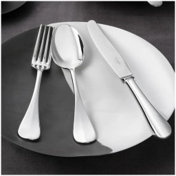 Christofle, Fidelio cutlery, silver plated, Flatware set for 12 people (110 pieces) with Imperial chest