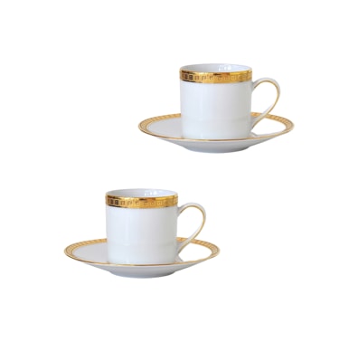 Bernardaud, Athena Gold, Set of 2 coffee cups and saucers