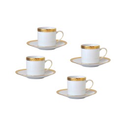 Bernardaud, Athena Gold, Set of 4 coffee cups and saucers