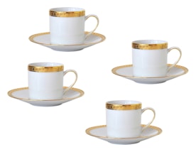 Bernardaud, Athena Gold, Set of 4 coffee cups and saucers