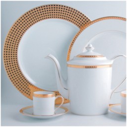 Bernardaud, Athena Gold, Set of 4 coffee cups and saucers